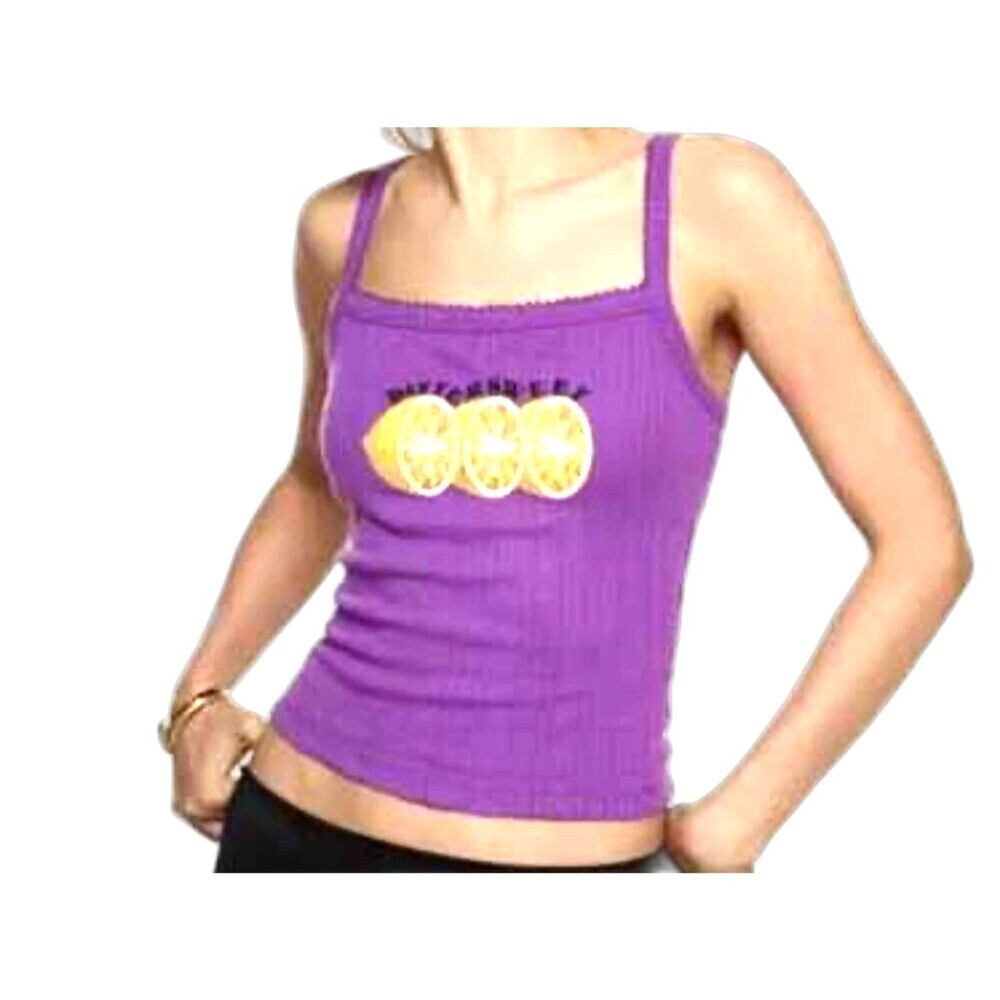 Urban Outfitters Bittersweet Lemon Graphic Ribbed Tank Purple Y2K Small